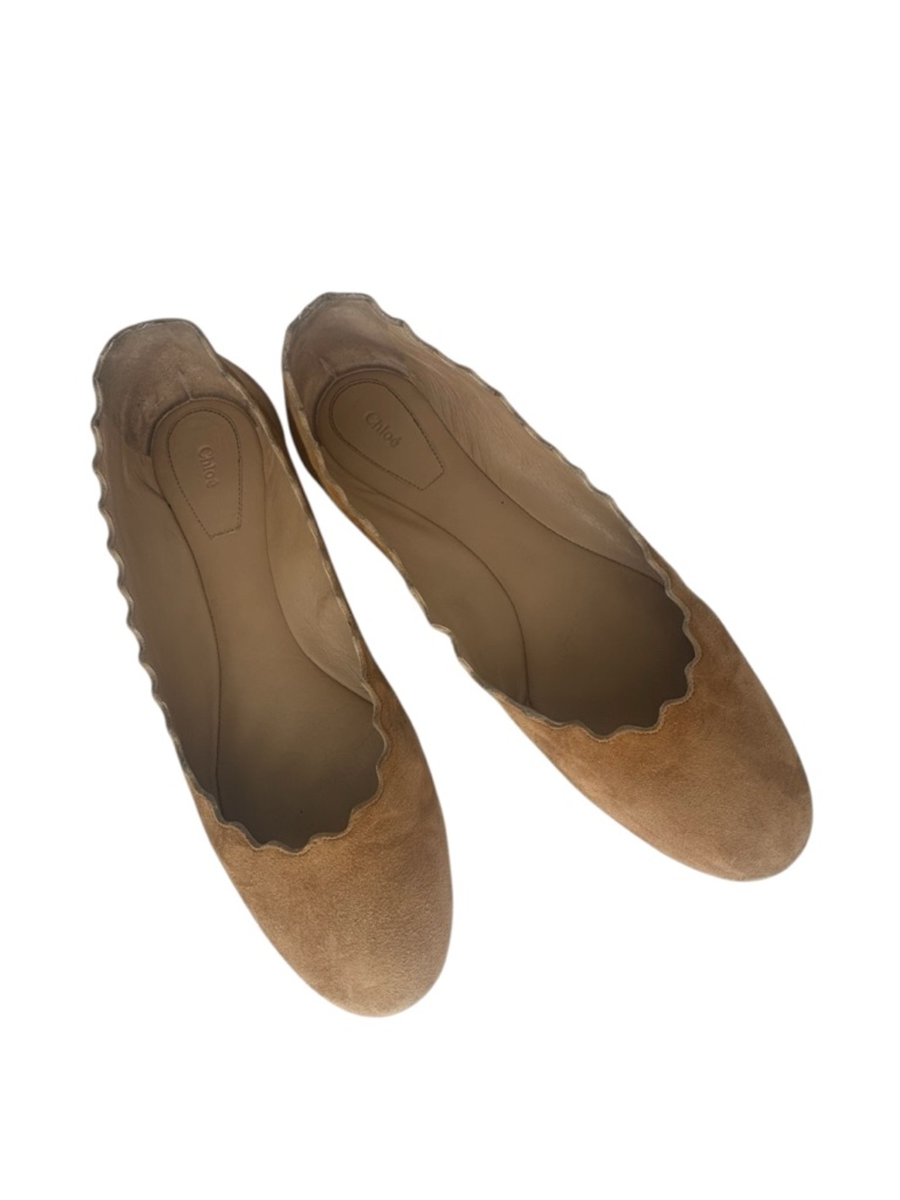 Chloe “Lauren” Scalloped Edge suede ballet Flats sz 39.5